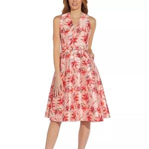 Adrianna Papell Dress Size 0 Blush Pink Floral Fit & Flare Cocktail NWT